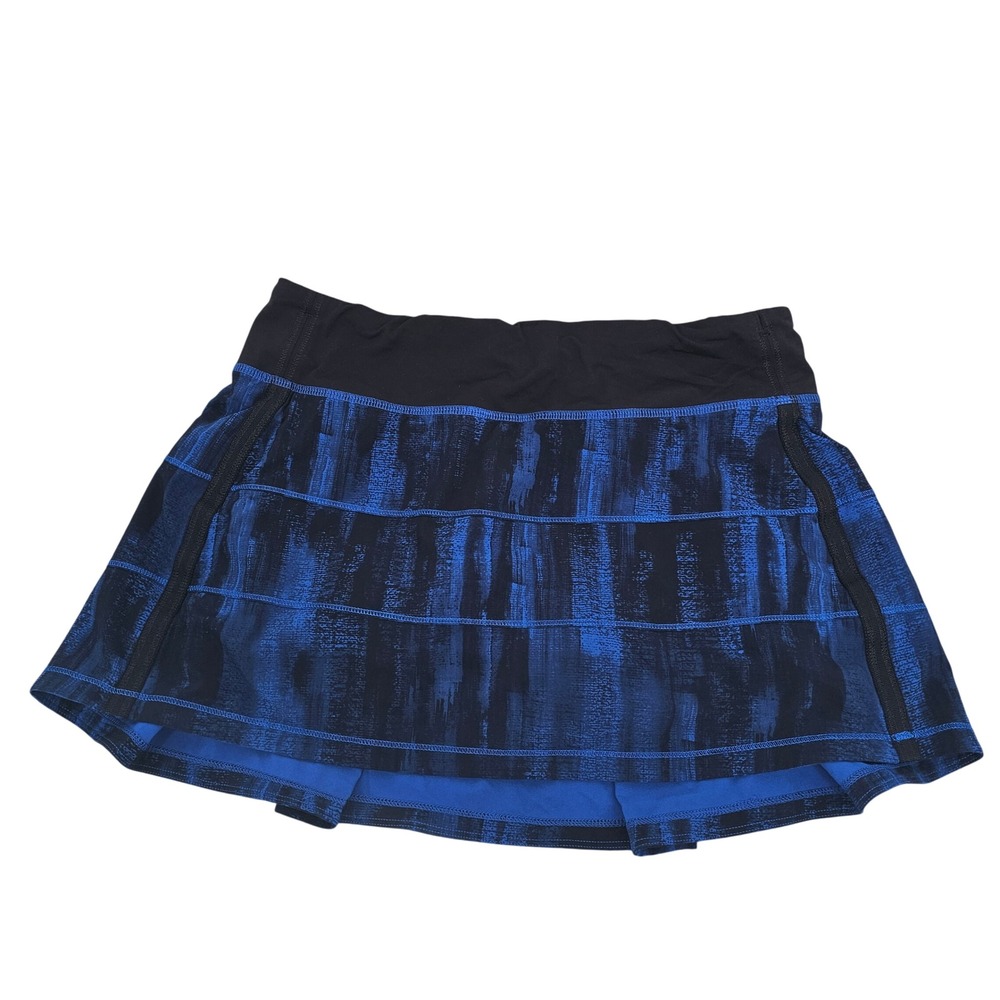 Lululemon Pace Setter Skirt Blue Black Abstract Print Tennis Skort Size 6